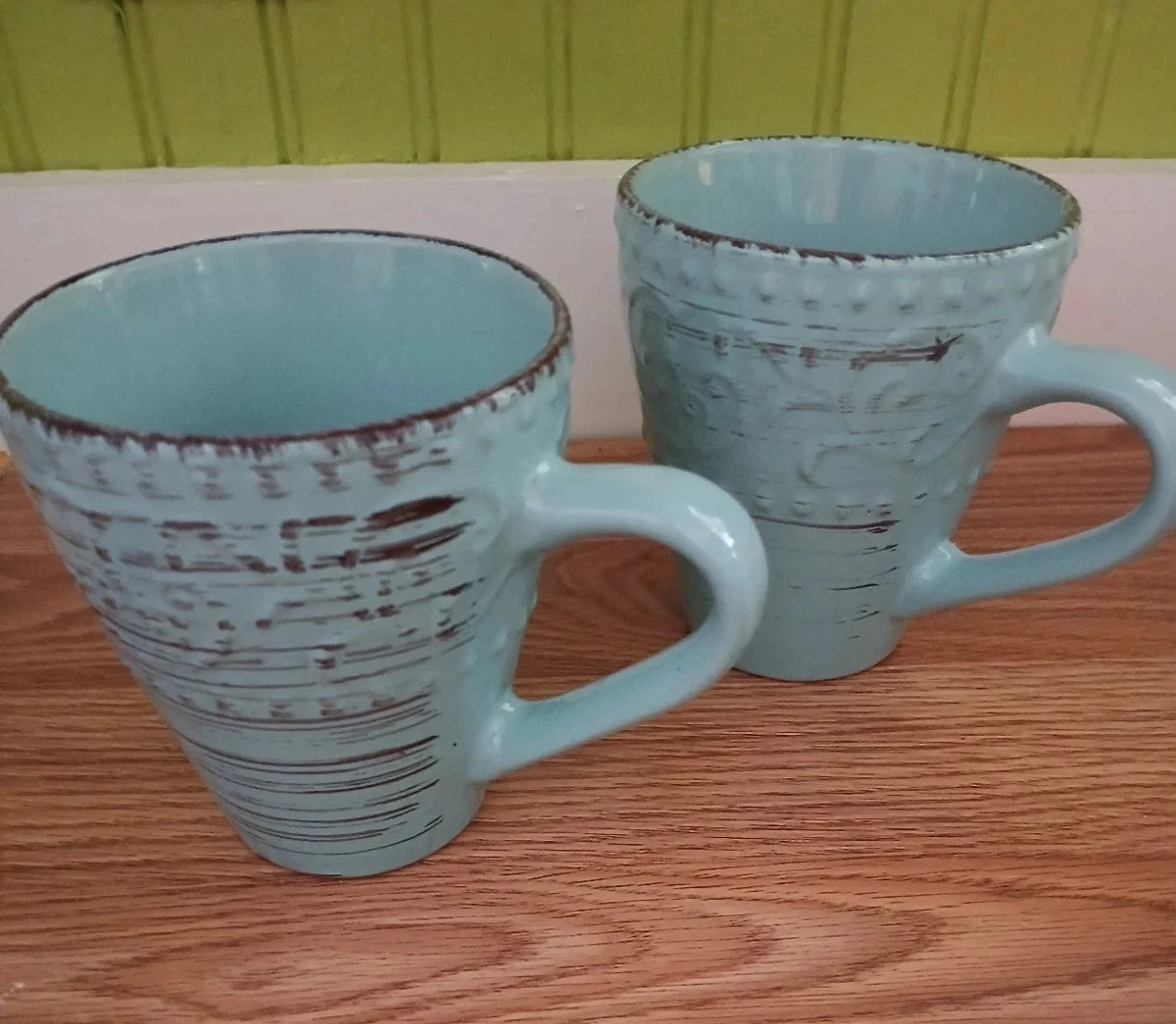 Vancasso Design Stoneware Set Of  2 Aqua Blue Coffee Cups