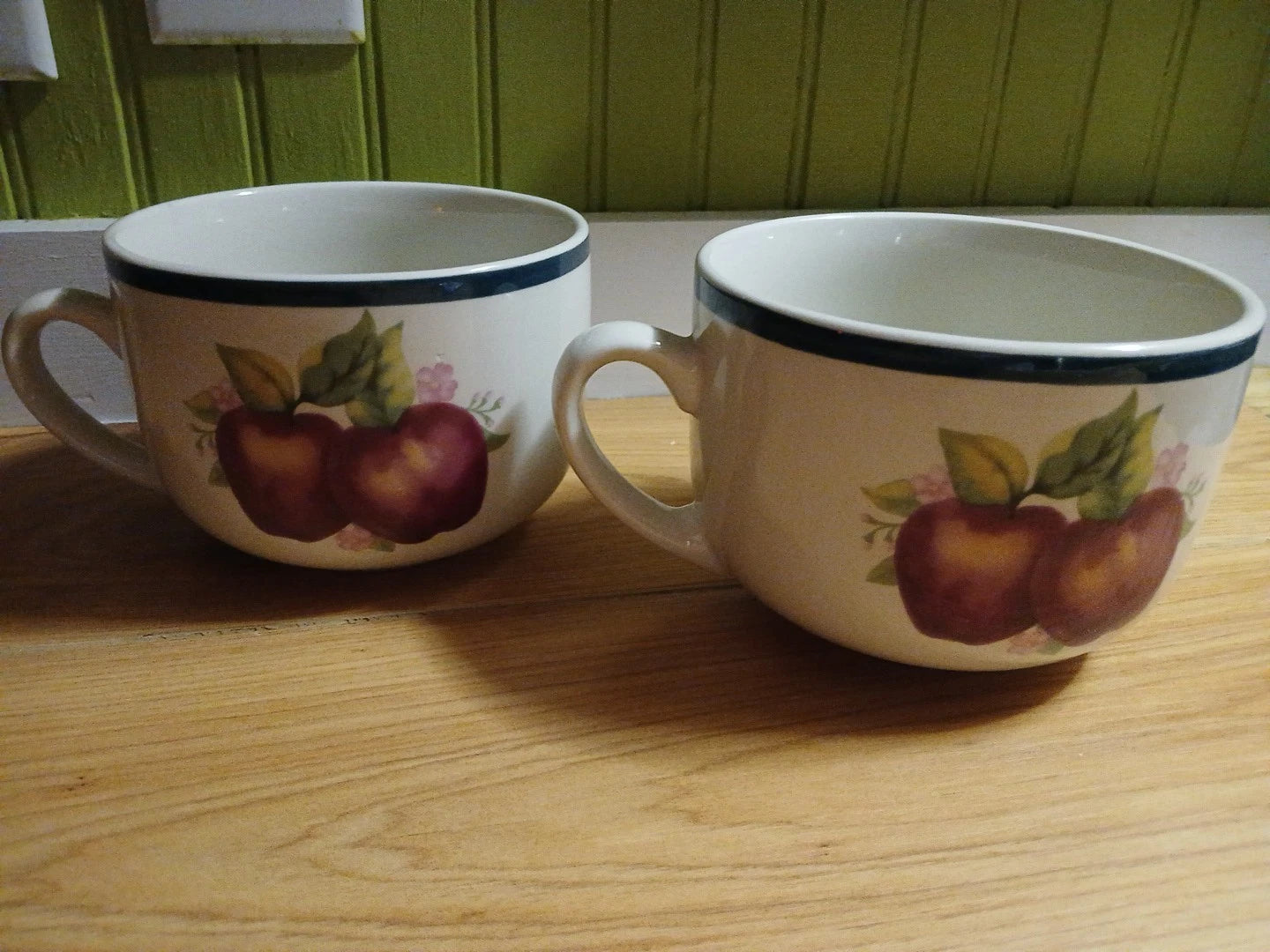 Set of 2 Large Soup Mugs Stoneware Apple Designs