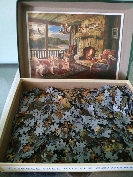 "Lakeside Cabin" 1000 Piece Jigsaw Puzzle & Poster By Cobble Hill