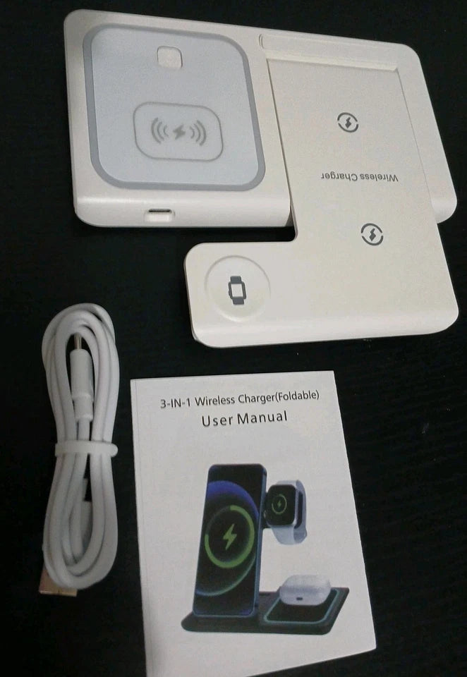 3 in 1 Wireless Fast Charging Station Foldin Dock For AppleWatch Air Pods iPhone