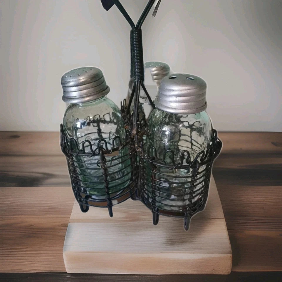 Vintage Salt & Pepper Shakers - Mason Glass w/ Zinc Screw Cap