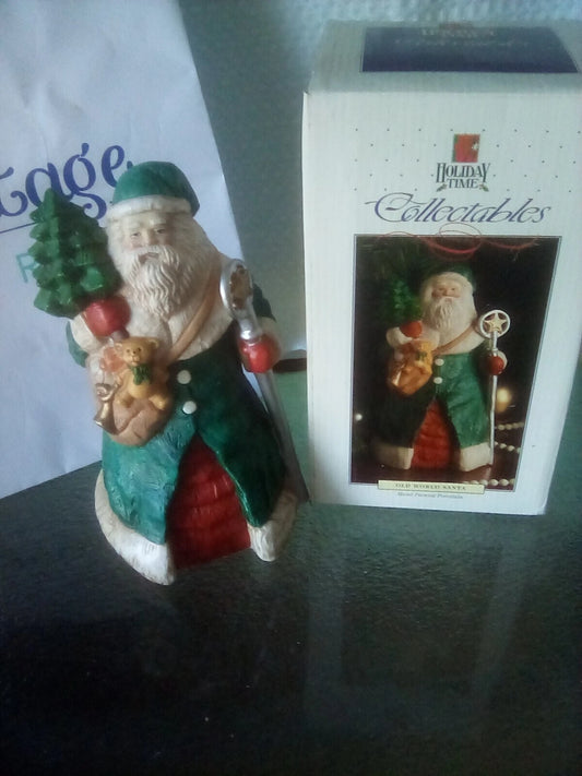 Old World Santa Holiday Time Collectable Porcelain Figure