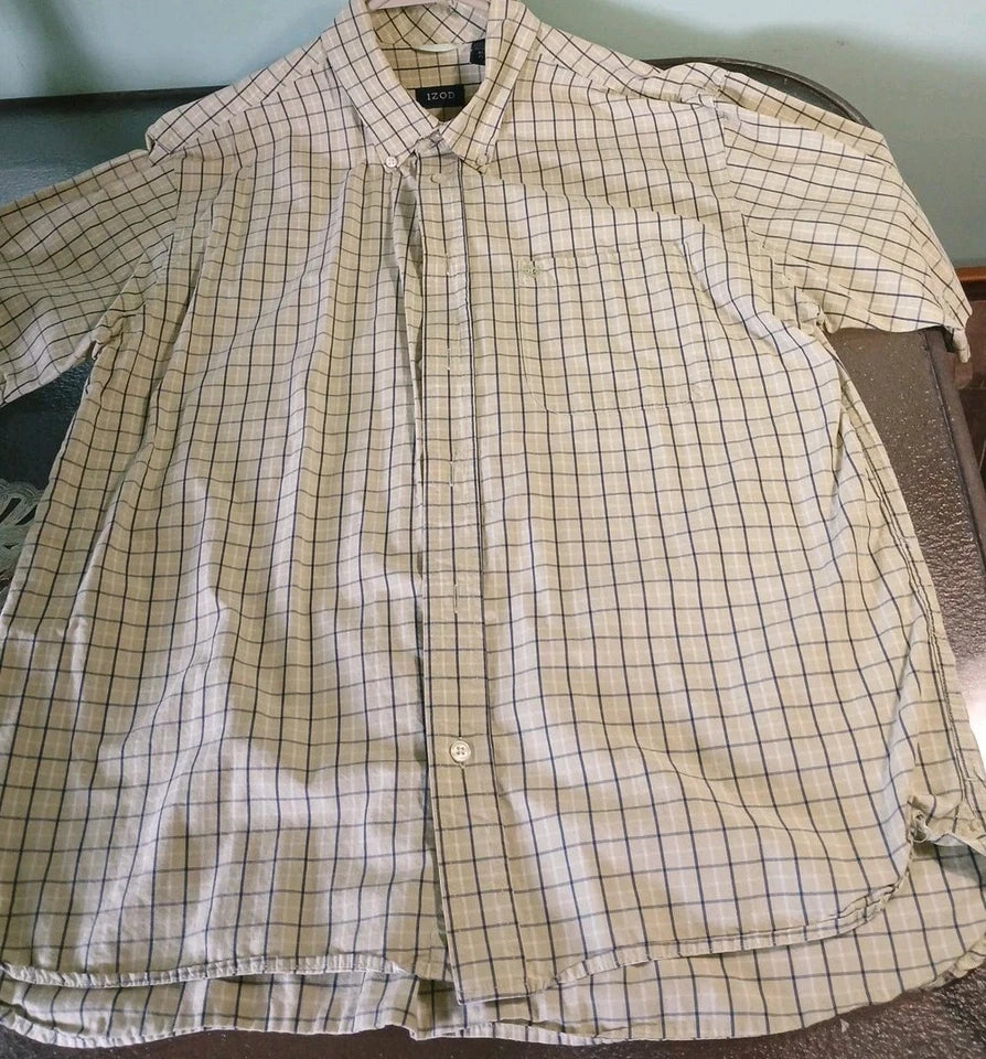 Men's IZOD Light Green Checkerboard Dress Shirt