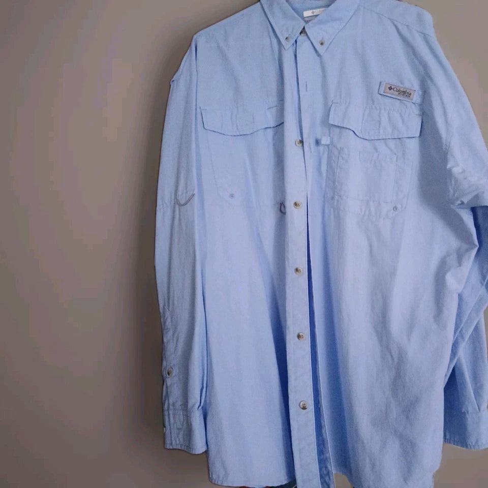 Columbia PFG Men's Long Sleeve Shirt - Light Blue XL