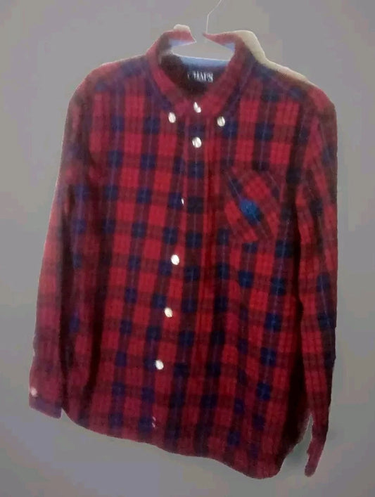 Chaps Boys Long Sleeve Oxford Shirt - All Over Print Size 5