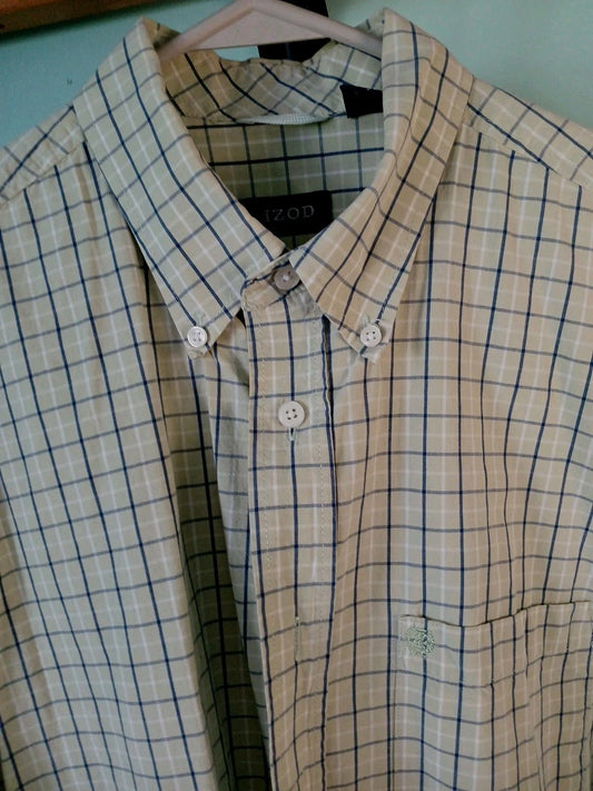 Men's IZOD Light Green Checkerboard Dress Shirt