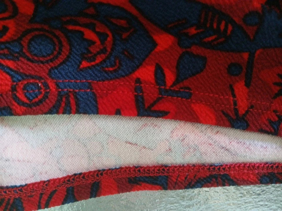 Lularoe Fitted Mini Pencil Cassie skirt Sz L Red Floral stretch Waist Band