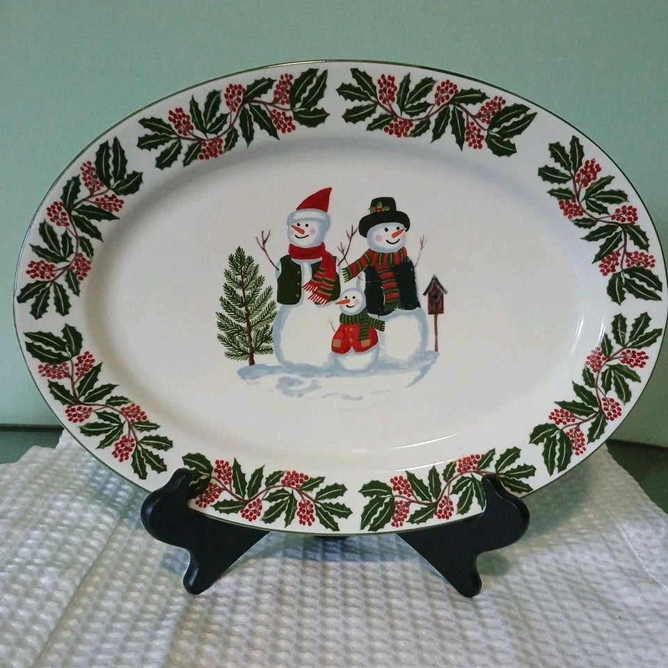 Christmas Platter Snowman Family by GEI
