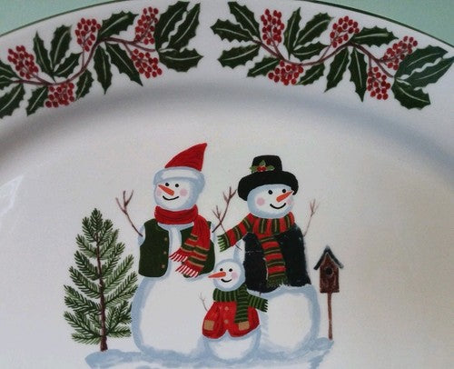 Christmas Platter Snowman Family by GEI