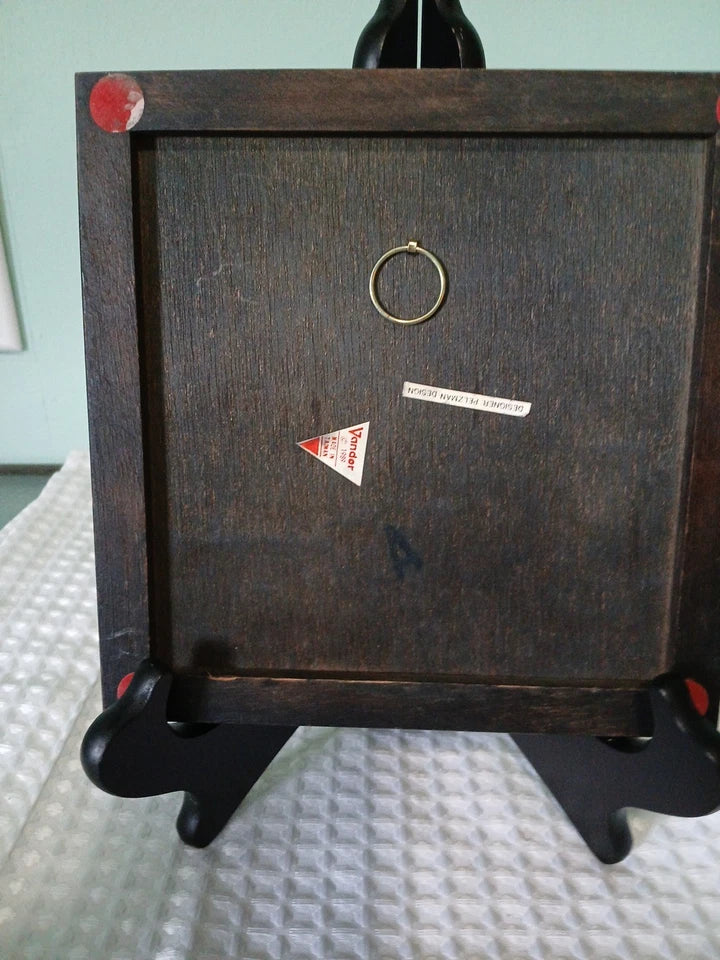 Vtg 1989 Porcelain TRIVET Wood Frame - Cheetah Design