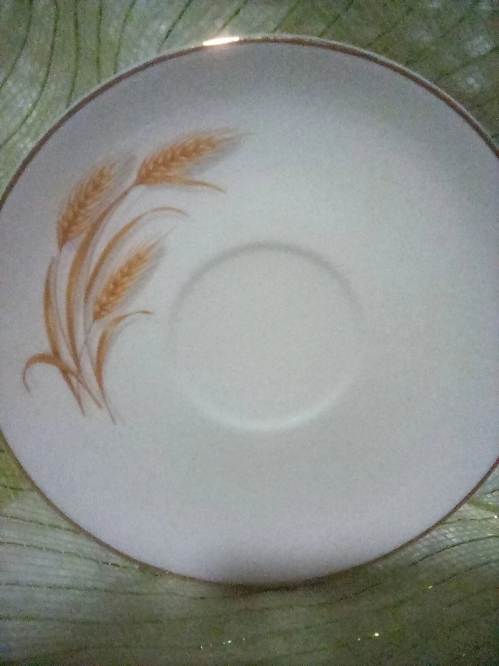 Golden Wheat Collection 22k Gold-Rim White Saucers